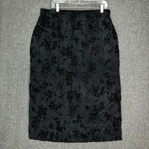 Y2K Worthington Woman Skirt Size 20W Black Floral Side Slit Whimsigoth Fairy